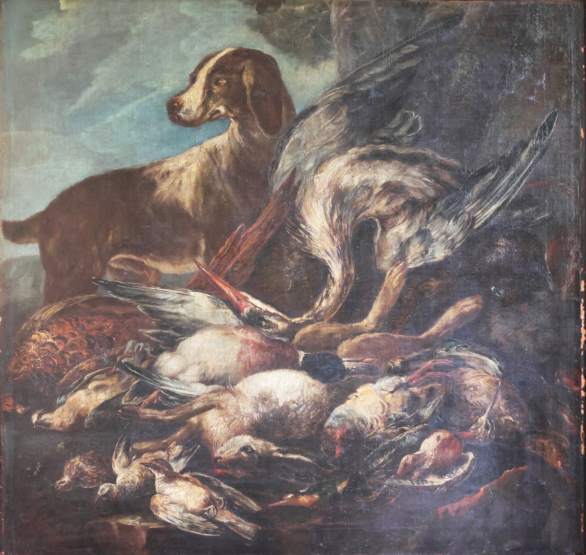 Giovanni Crivelli dello il Crivellino; Milano - Parma 1760, Scena di caccia, olio su tela