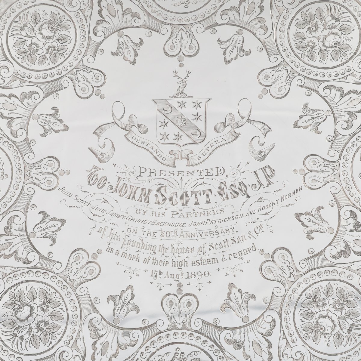 Salver in argento sterling Regina Vittoria, Martin, Hall & Co Ltd, Londra, 1888-photo-3