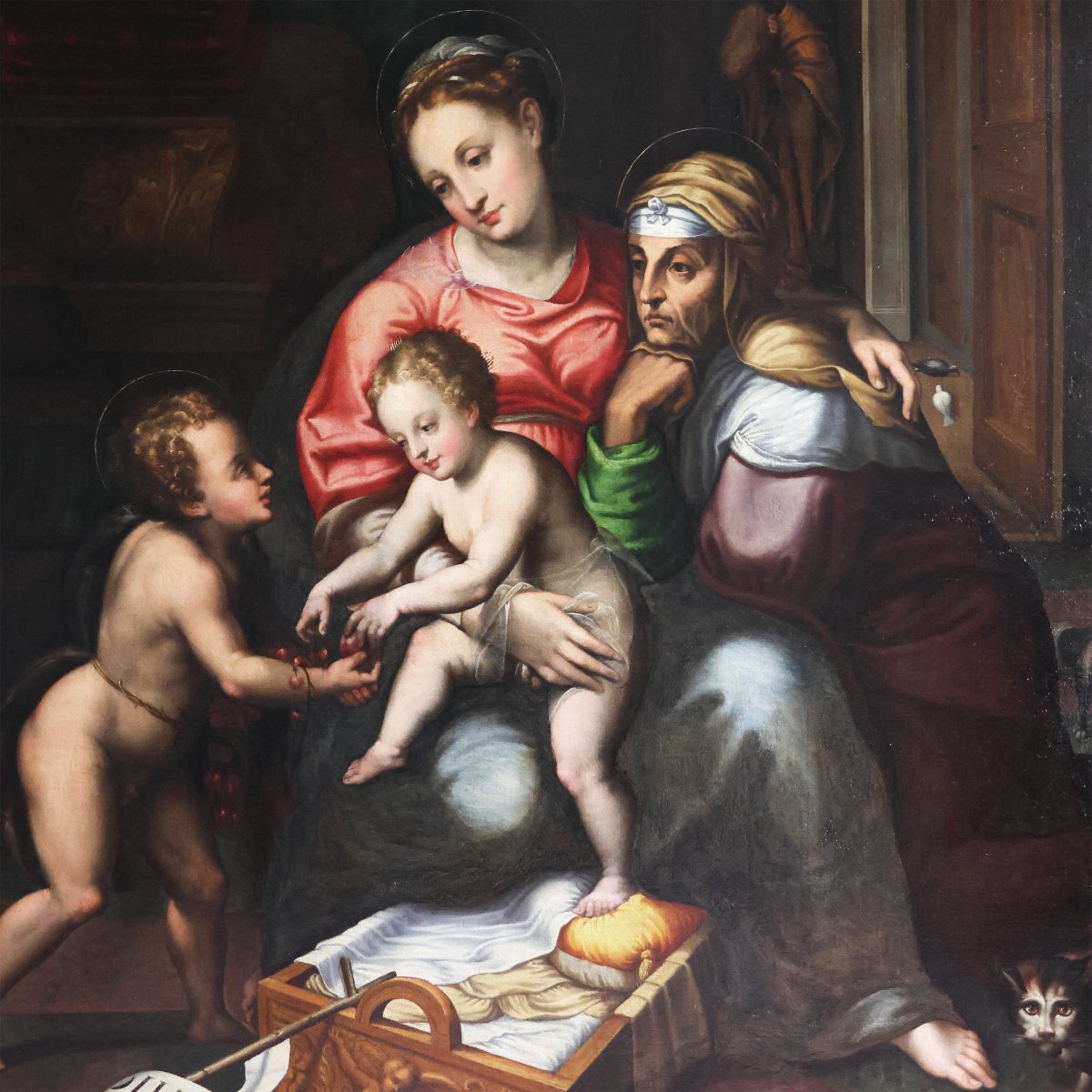 Teodoro d'Errico il Fiammingo attr.; dalla Madonna della Gatta di Giulio Romano, olio su tela-photo-2