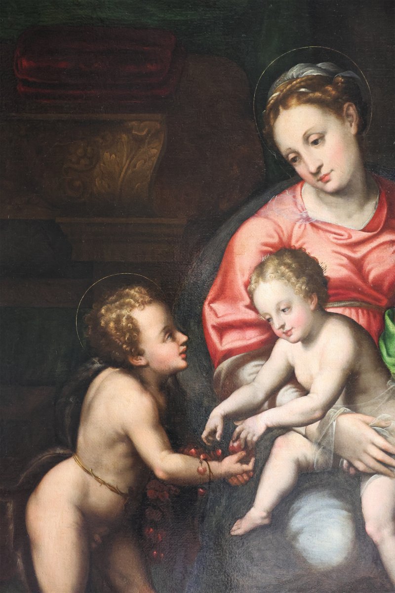 Teodoro d'Errico il Fiammingo attr.; dalla Madonna della Gatta di Giulio Romano, olio su tela-photo-2
