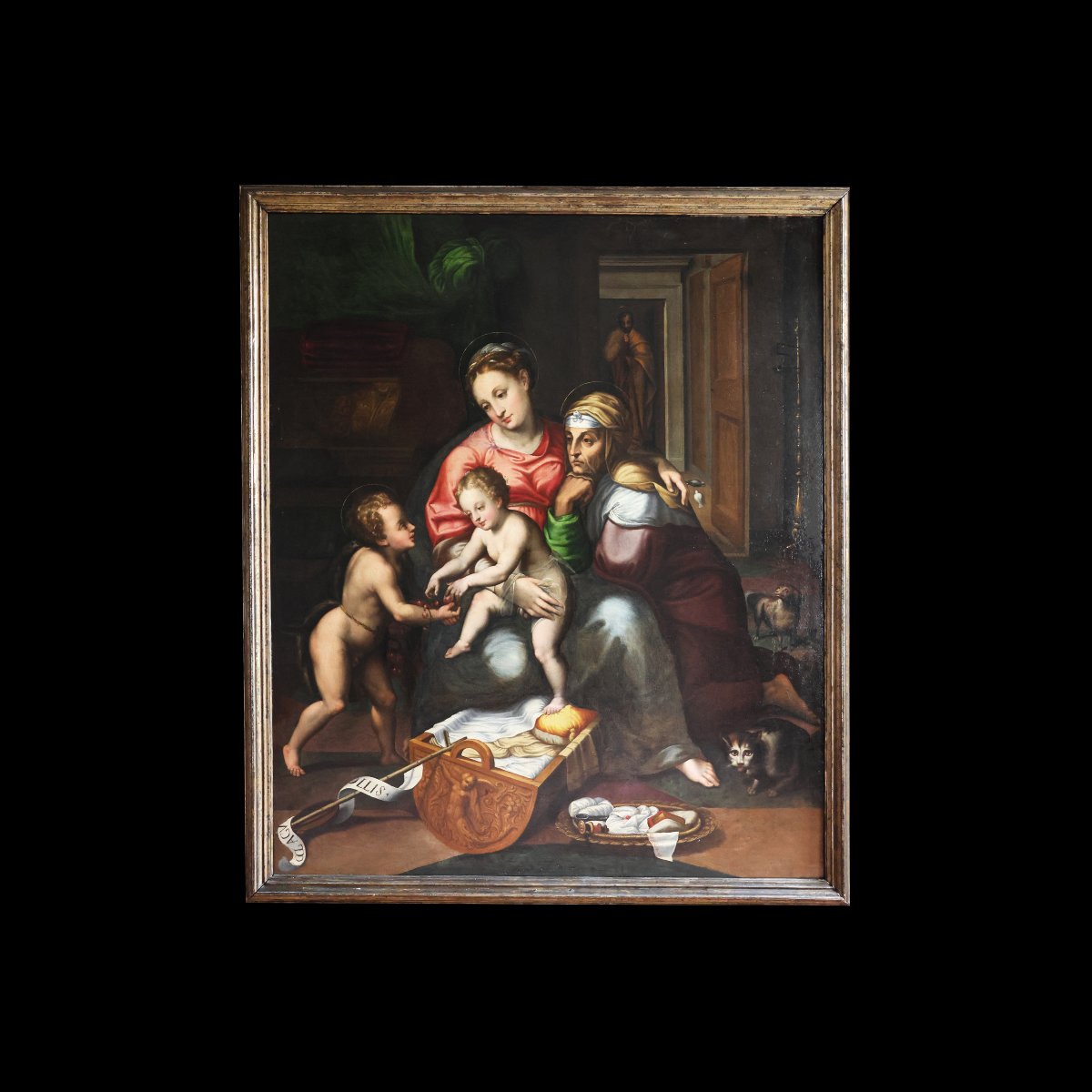 Teodoro d'Errico il Fiammingo attr.; dalla Madonna della Gatta di Giulio Romano, olio su tela-photo-3