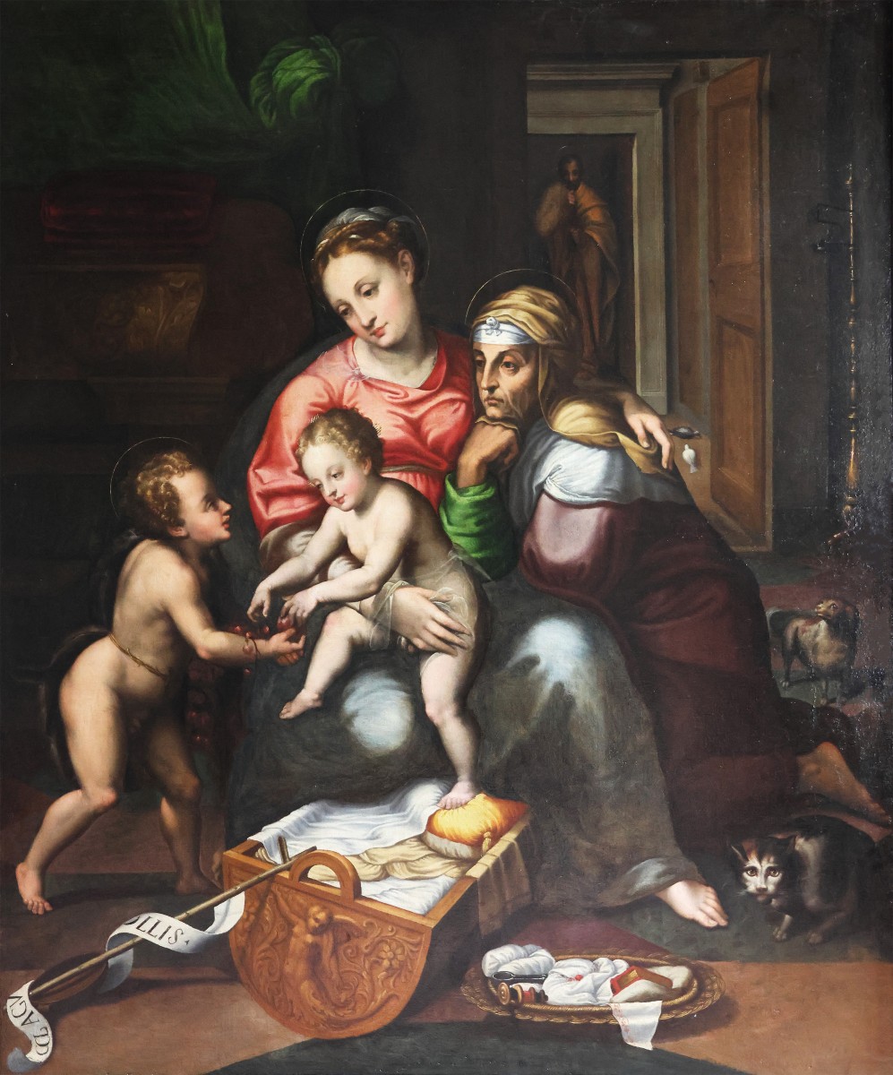 Teodoro d'Errico il Fiammingo attr.; dalla Madonna della Gatta di Giulio Romano, olio su tela
