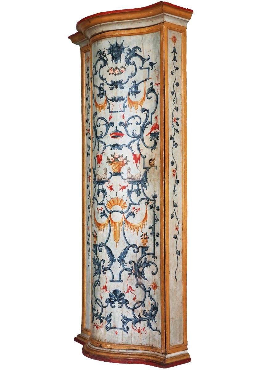 Coppia di armadi in legno intagliato e laccato, Venezia, metà XVIII secolo-photo-2