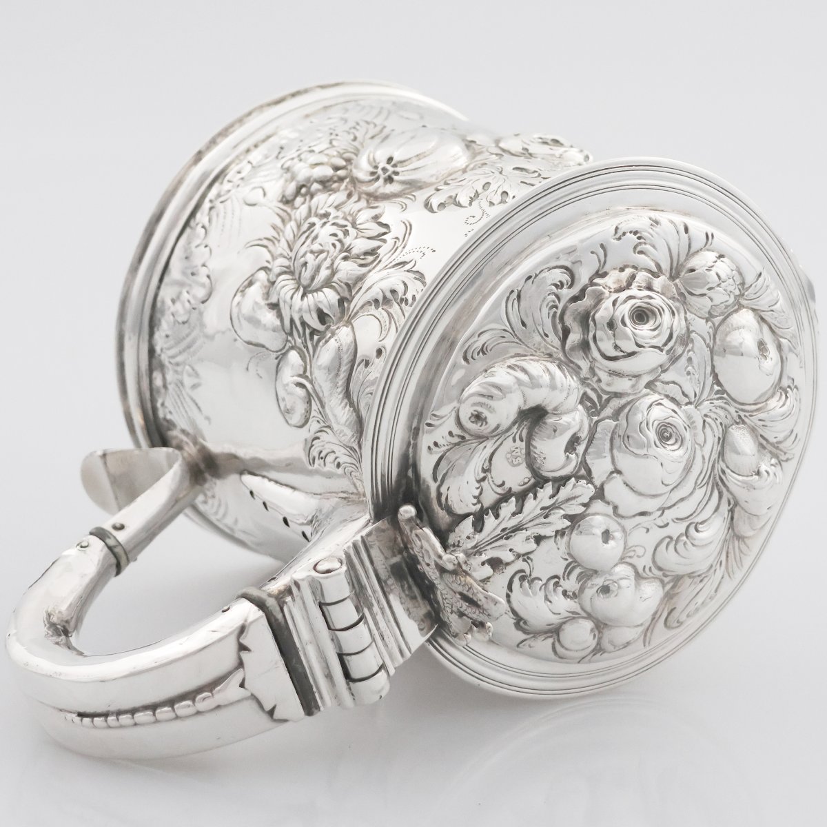 Tankard in argento sterling Carlo II, argentiere WS, Londra, 1676?-photo-4