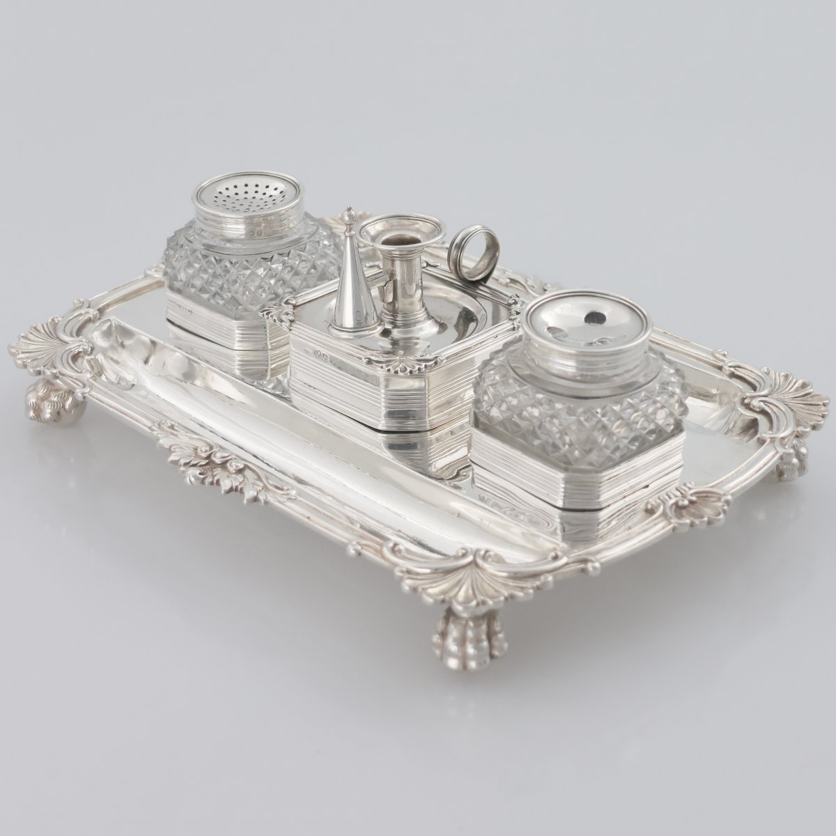 Calamaio in argento sterling Giorgio III, John Cramer, Londra, 1812-photo-2