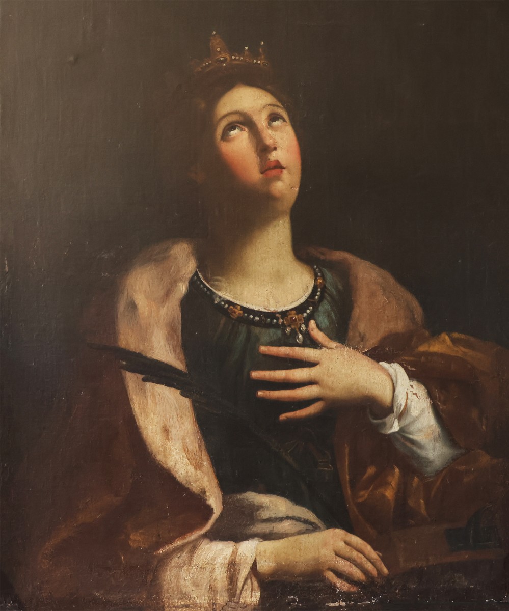 Guido Reni nello stile di; Santa Caterina d'Alessandria, XVII secolo, olio su tela