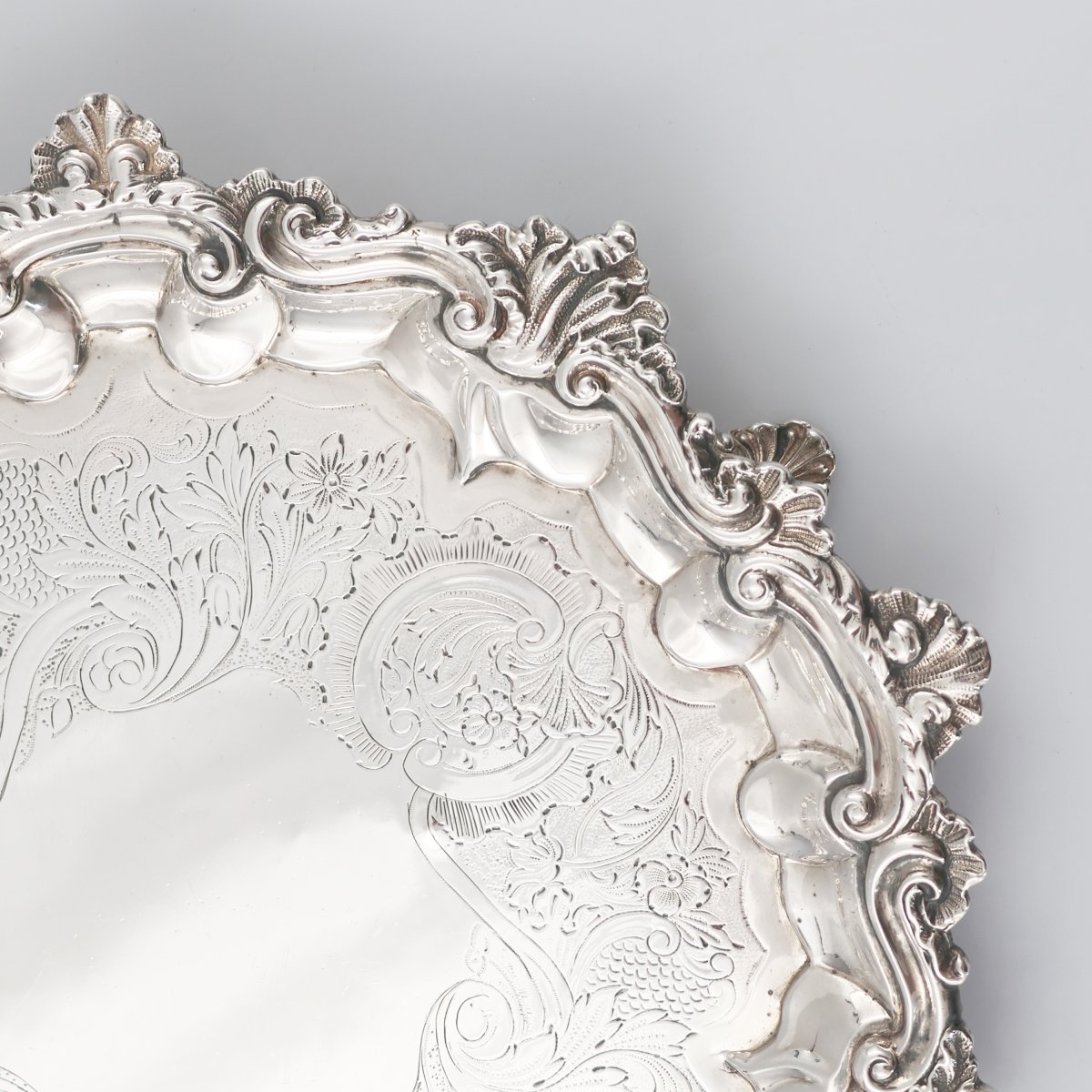 Salver in argento sterling Giorgio IV, Paul Storr, Londra, 1828-photo-2