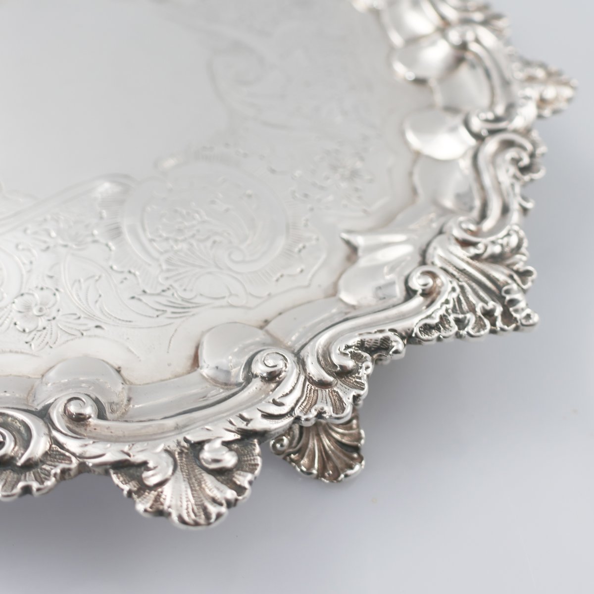 Salver in argento sterling Giorgio IV, Paul Storr, Londra, 1828-photo-3