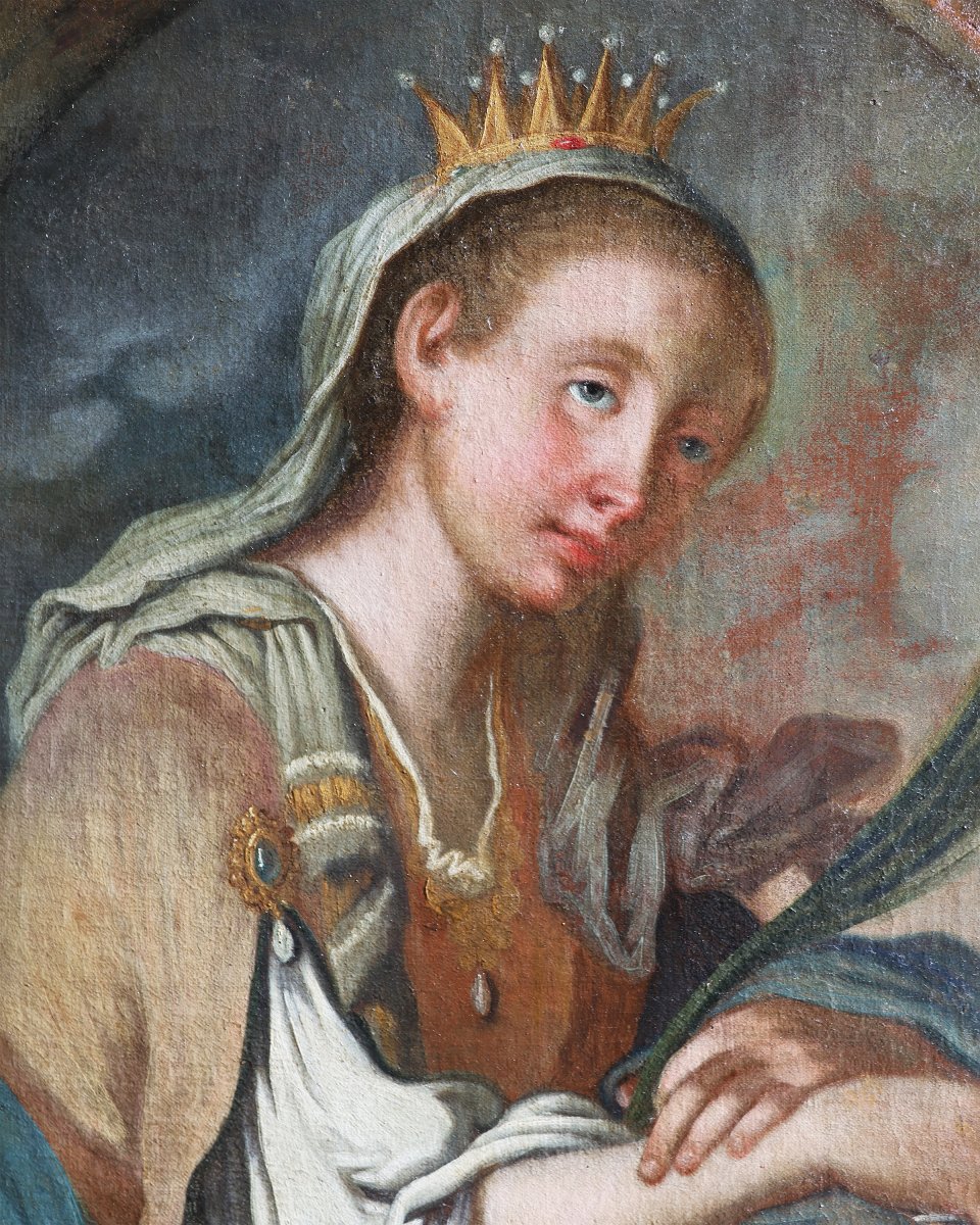 Francesco Paglia attr.; Brescia 1635 - Brescia 1714, Santa Caterina da Siena, olio su tela-photo-3
