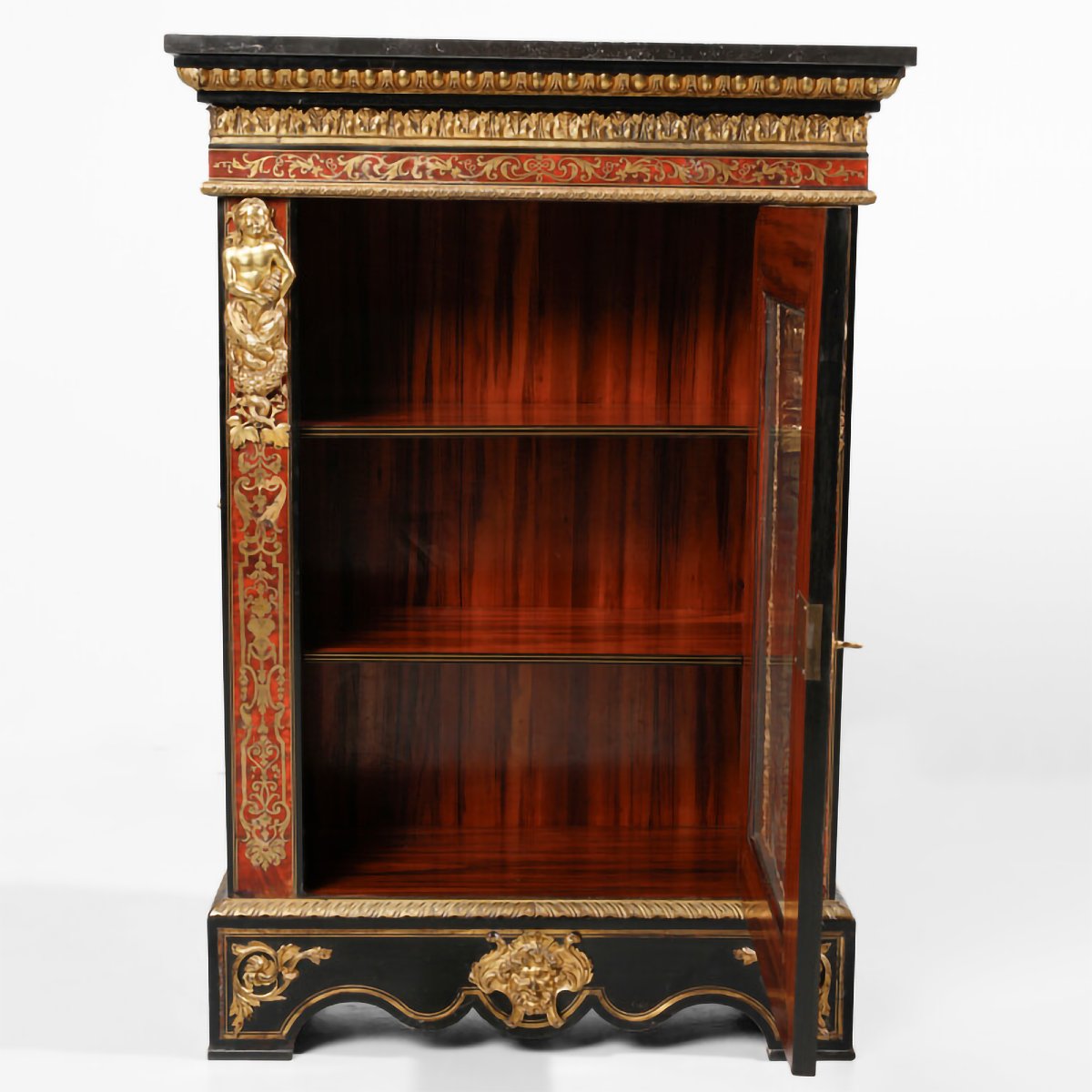 Vetrina in legno ebanizzato, decorazione alla maniera di Boulle. Francia, XIX secolo-photo-2