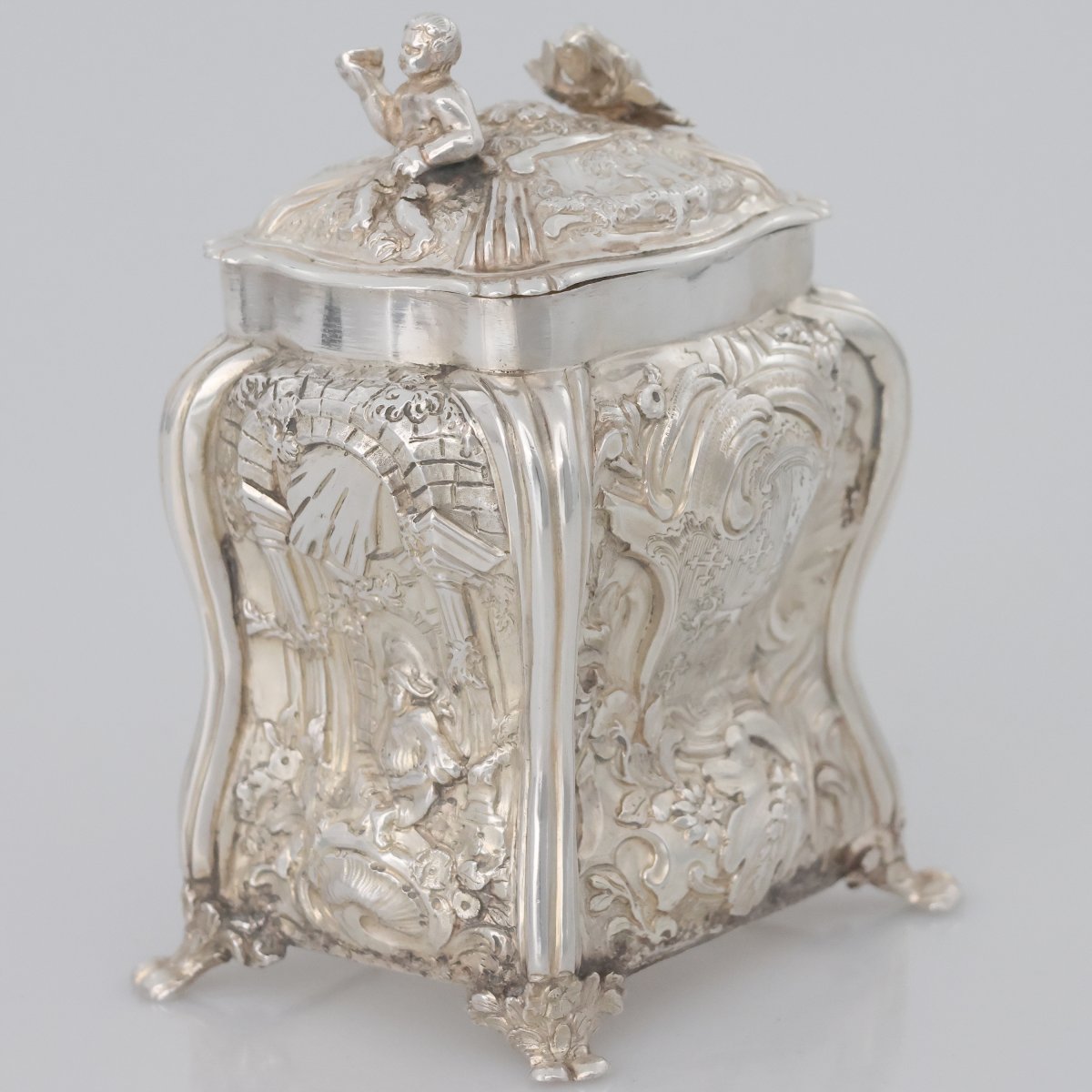 Contenitore per tè Giorgio II montato in argento sterling, Londra, 1754-photo-2