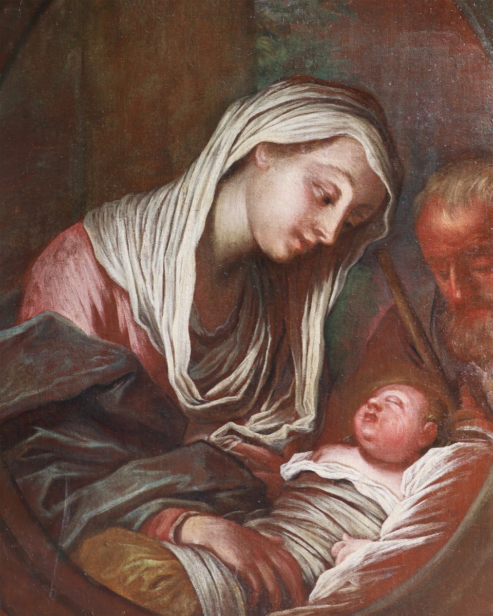 Francesco Paglia attr.; Brescia 1635 - Brescia 1714, Sacra Famiglia, olio su tela-photo-2