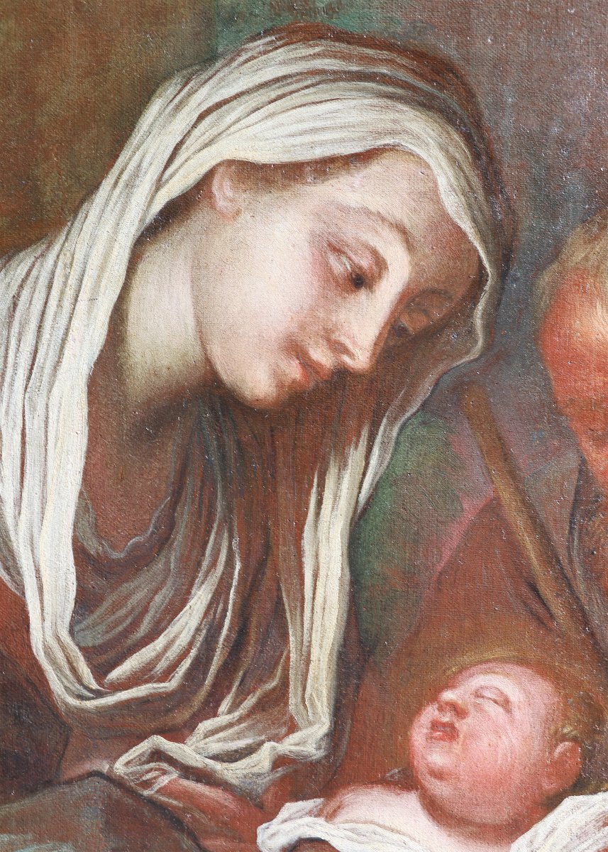 Francesco Paglia attr.; Brescia 1635 - Brescia 1714, Sacra Famiglia, olio su tela-photo-4