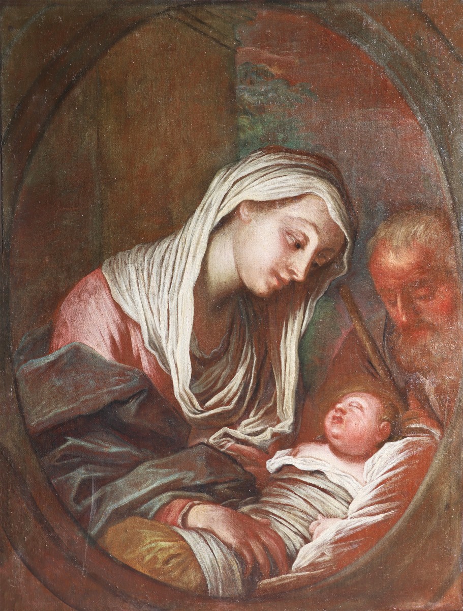 Francesco Paglia attr.; Brescia 1635 - Brescia 1714, Sacra Famiglia, olio su tela