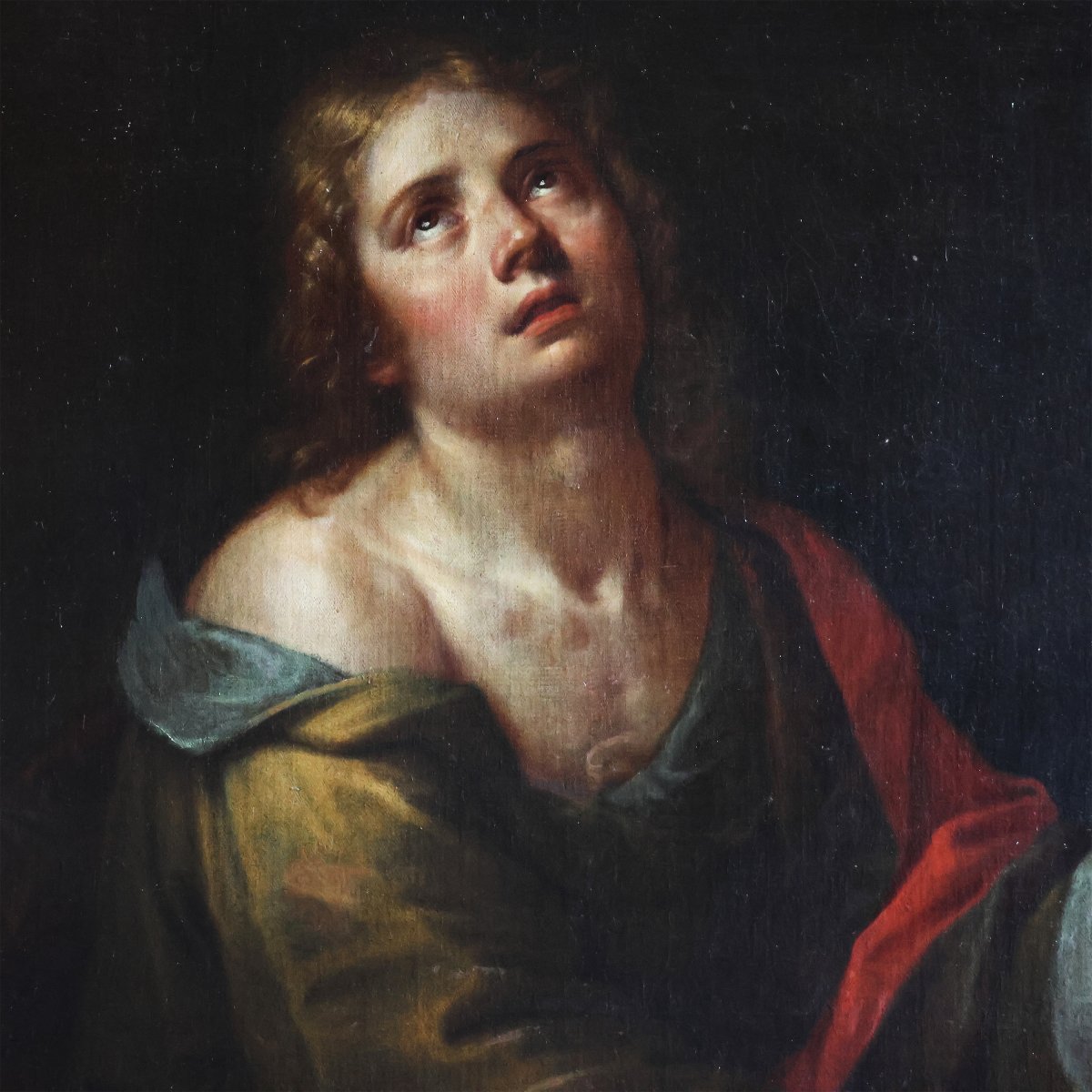 Michelangelo Merisi da Caravaggio maniera di; San Giovanni Evangelista, olio su tela-photo-2