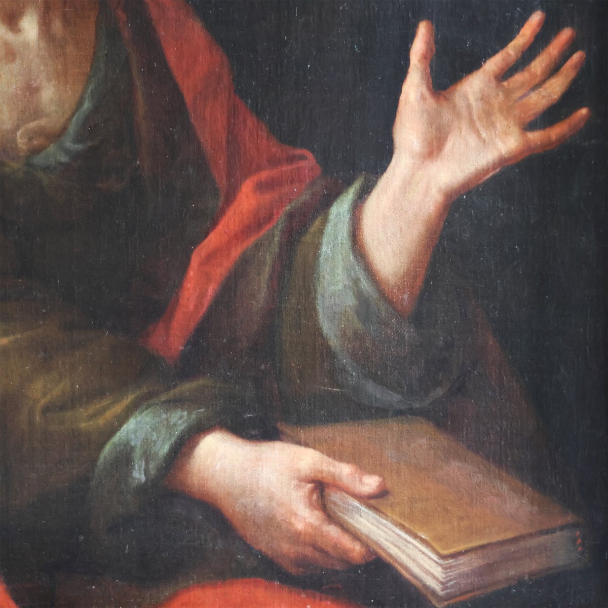 Michelangelo Merisi da Caravaggio maniera di; San Giovanni Evangelista, olio su tela-photo-3