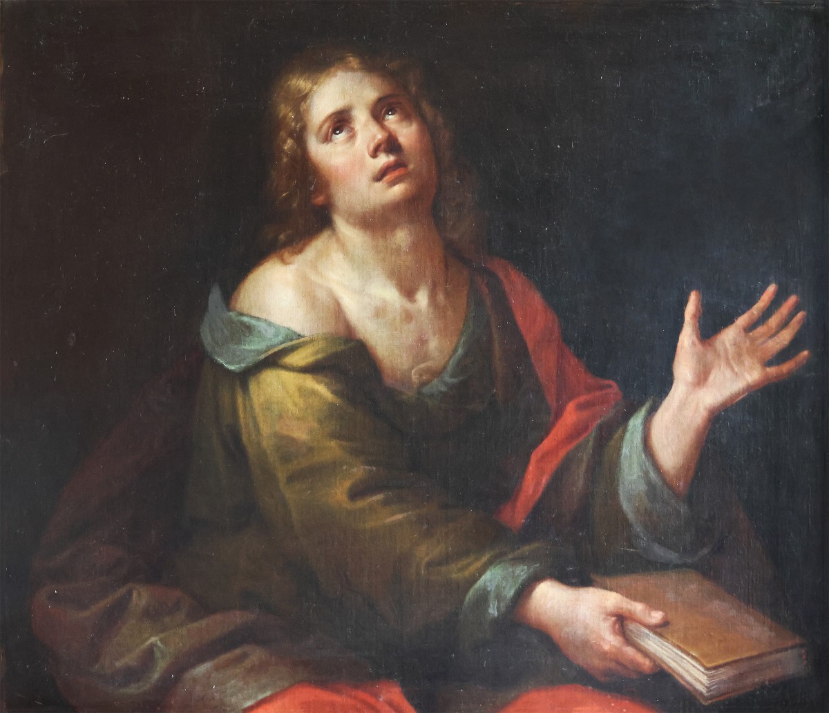 Michelangelo Merisi da Caravaggio maniera di; San Giovanni Evangelista, olio su tela