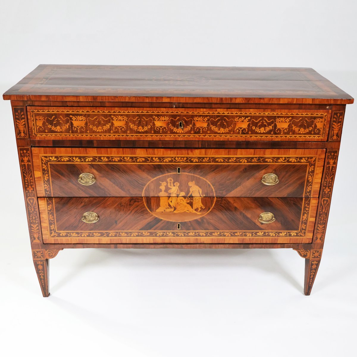 Comò lastronato in palissandro ed intarsiato in legni vari, Lombardia, fine XVIII secolo-photo-4