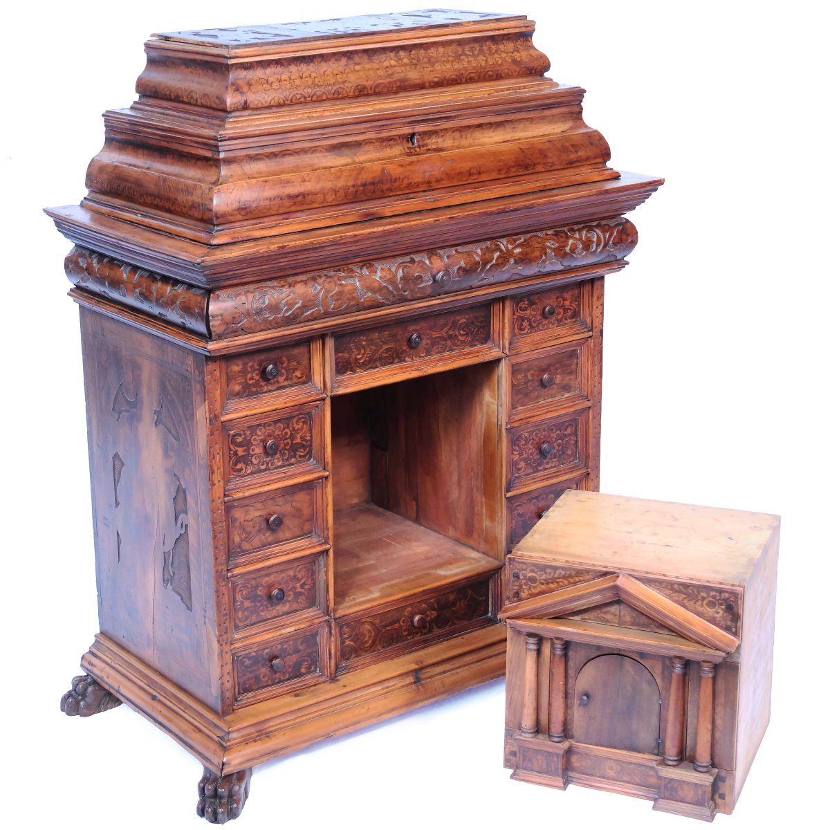 Monetiere in legno di noce e di cedro, Nord Italia, fine XVIII secolo inizi XIX secolo-photo-3