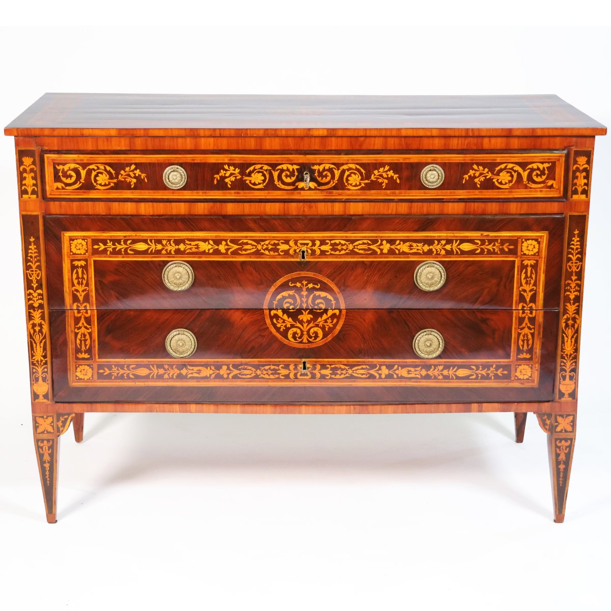 Comò lastronato in palissandro ed intarsi in legni vari, Lombardia, fine XVIII secolo-photo-2
