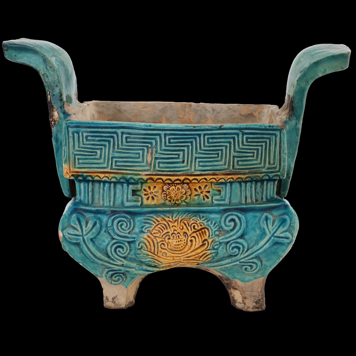 Incensiere cinese in porcellana Sancai, dinastia Ming, XVII secolo-photo-2