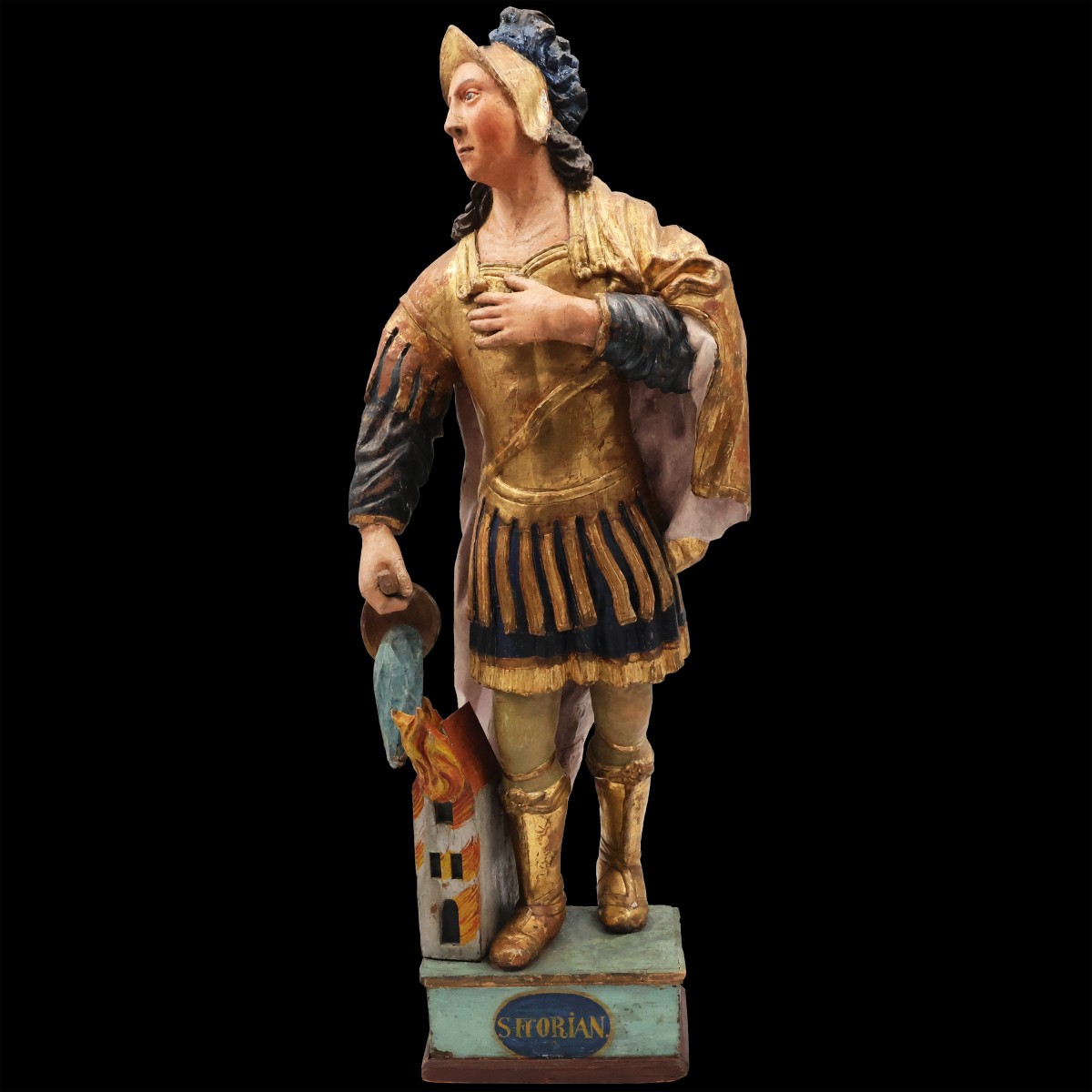 Santo Floriano, legno di pioppo policromo, Europa Centrale, XVIII secolo