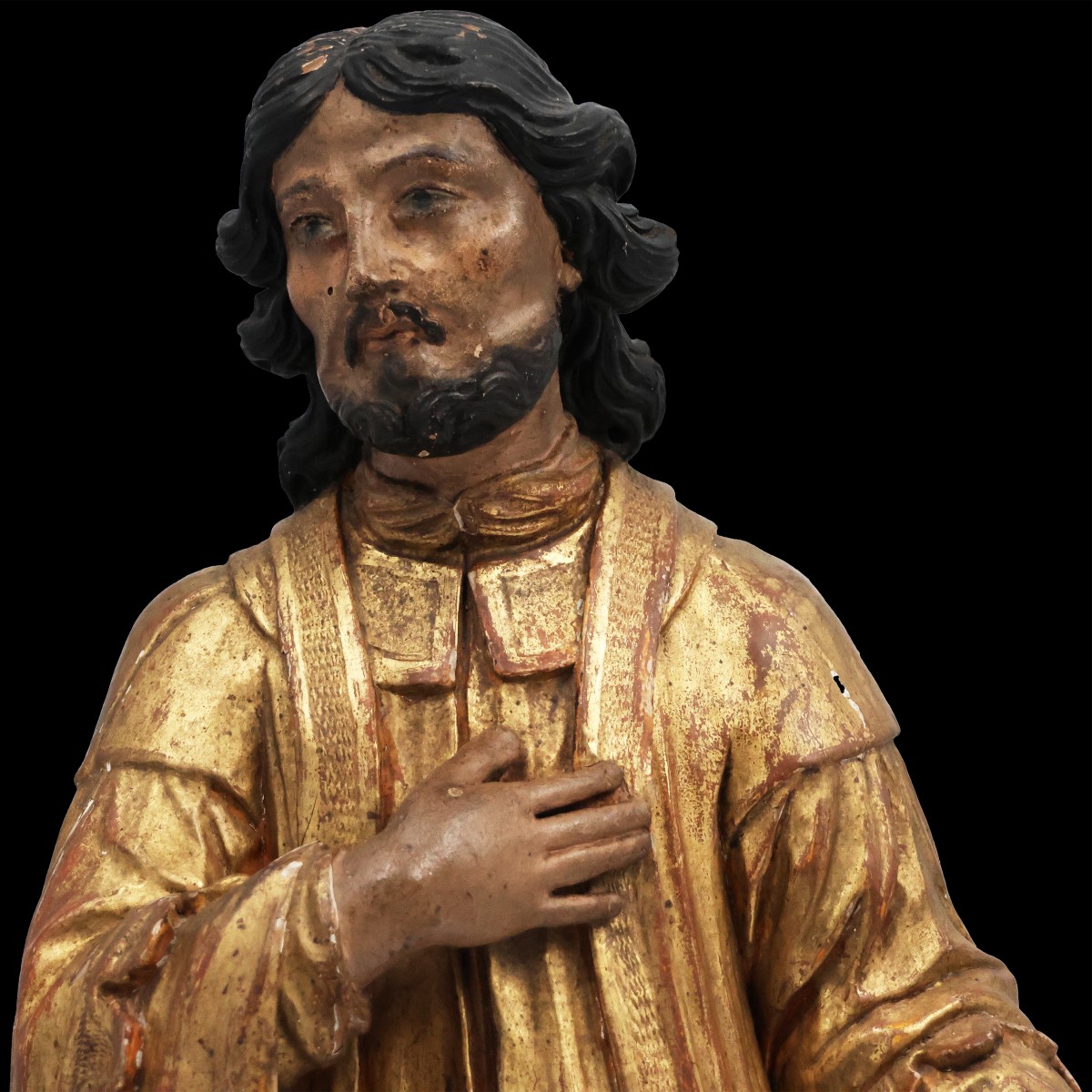 Saint Amable, legno di pioppo policromo, Francia, XVIII secolo-photo-1