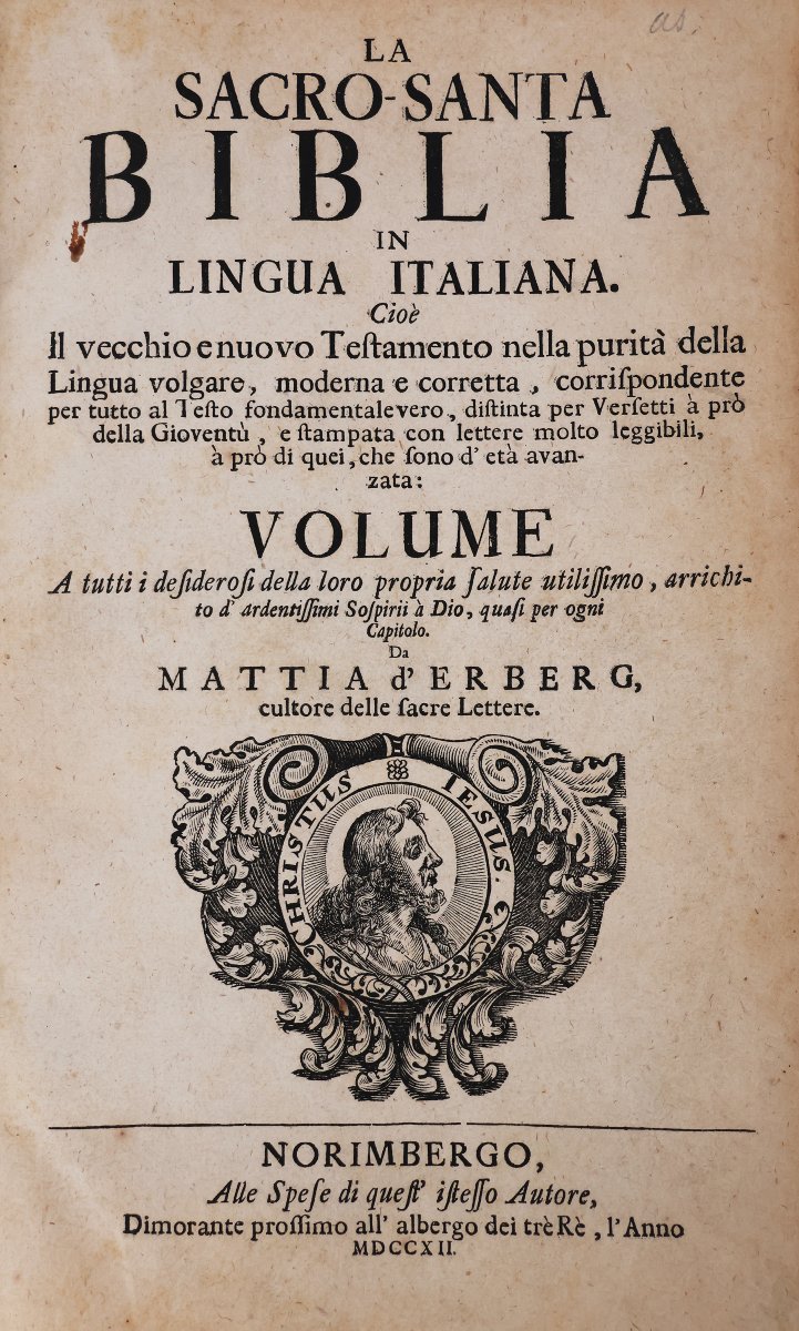 La Sacro-Santa Biblia in lingua italiana. Cioè Il vecchio e nuovo Testamento.. Norimbergo. 1712-photo-3