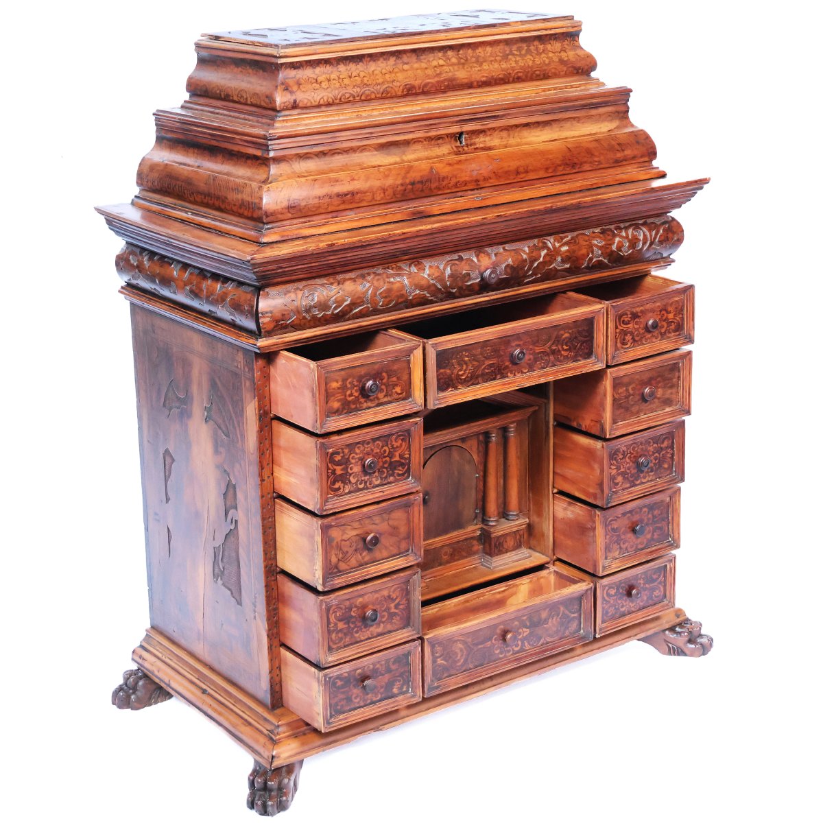 Monetiere in legno di noce e di cedro, Nord Italia, fine XVIII secolo inizi XIX secolo-photo-3