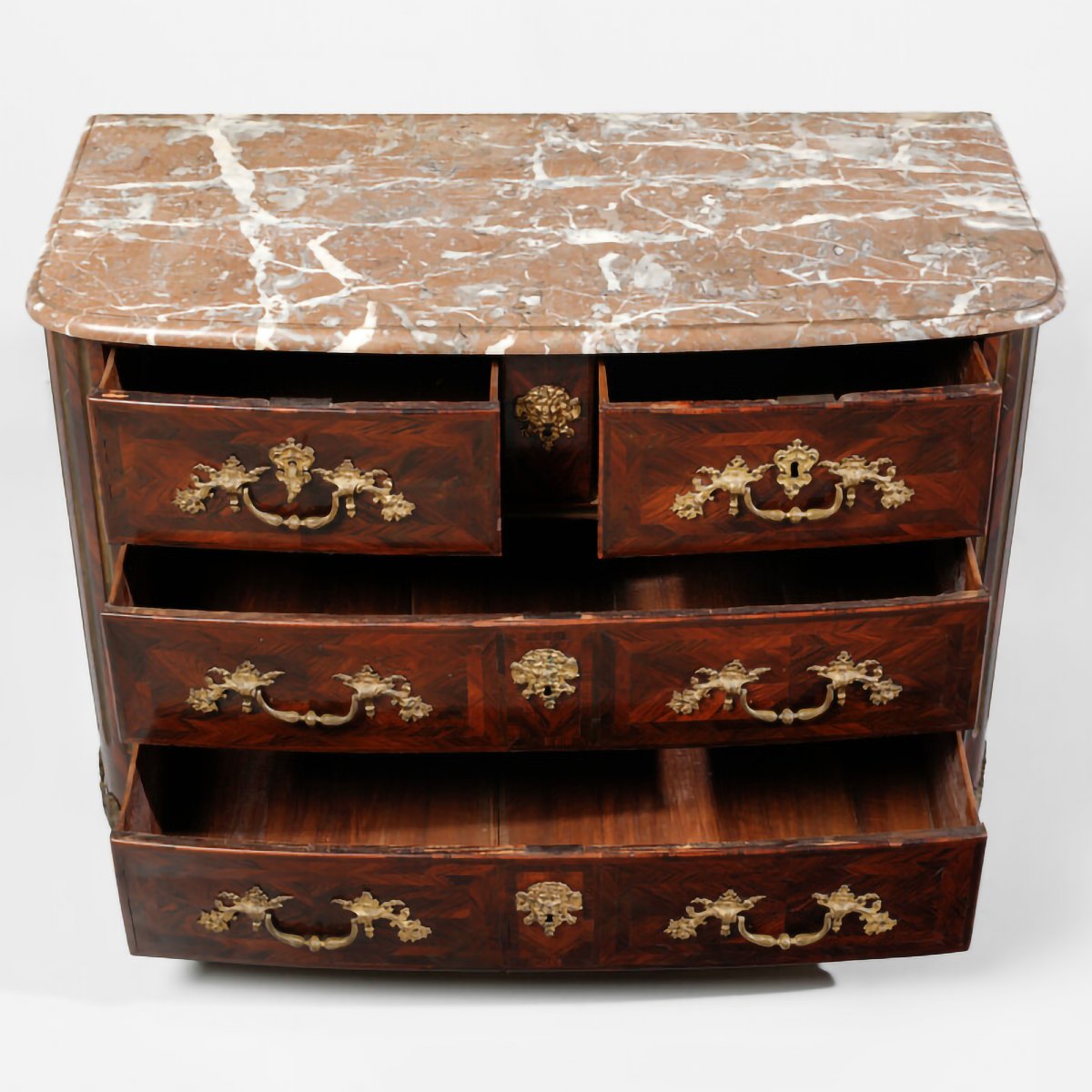 Cassettone Luigi XIV in legno di palissandro. Piano in marmo rosso. Francia, inizi XVIII secolo-photo-2