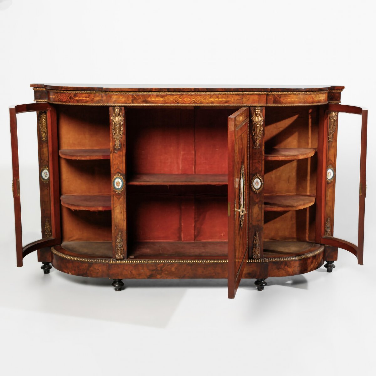 Servante in radica con placche in porcellana, Inghilterra, fine XIX secolo-photo-3