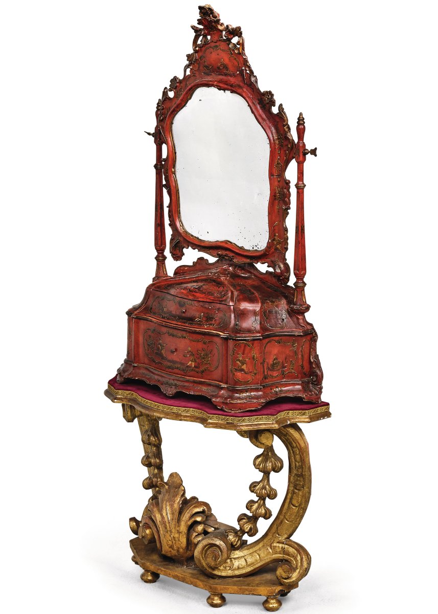 Specchio a bilico scolpito, laccato e decorato. Venezia, XVIII secolo-photo-3