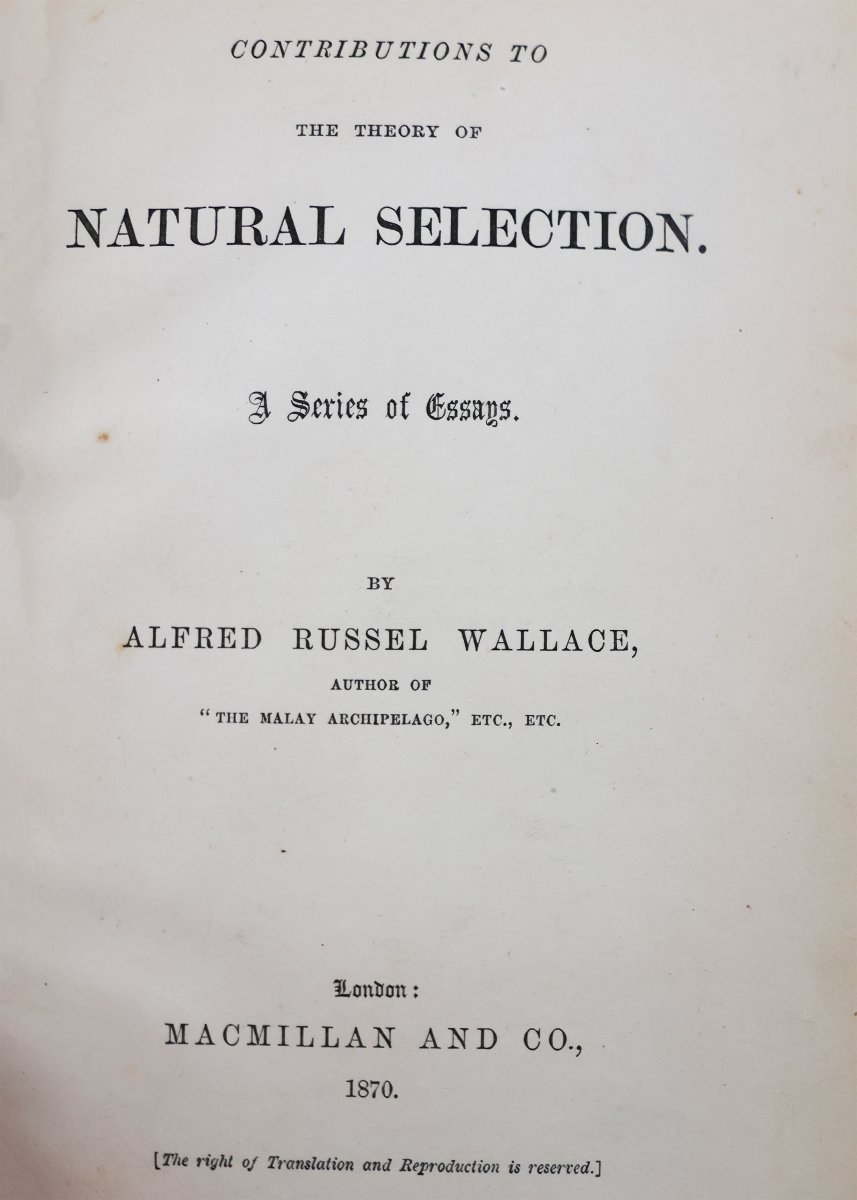Wallace Alfred Russel. Contributions to the Theory of Natural Selection. London Macmillan  1870-photo-4