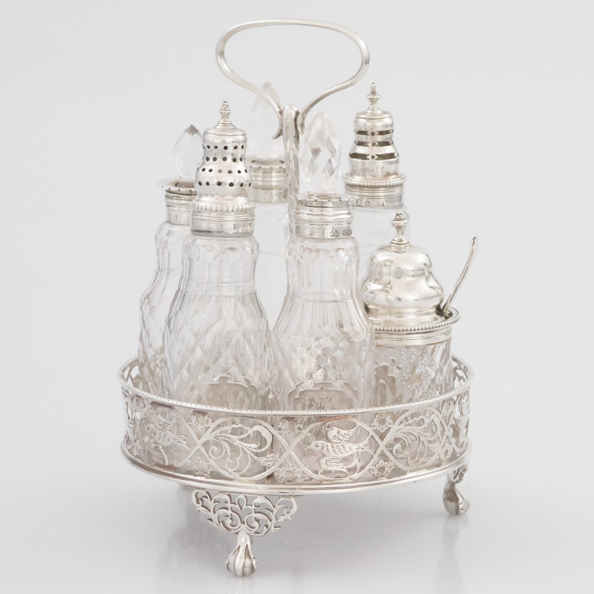 Supporto per condimenti in argento sterling Giorgio III, Edward Aldridge II, Londra, 1770