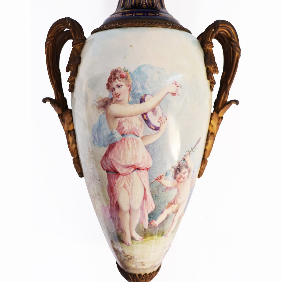 Coppia di vasi Francesi nello stile di Sèvres. Dipinti firmati Rochette. Fine XIX secolo-photo-1