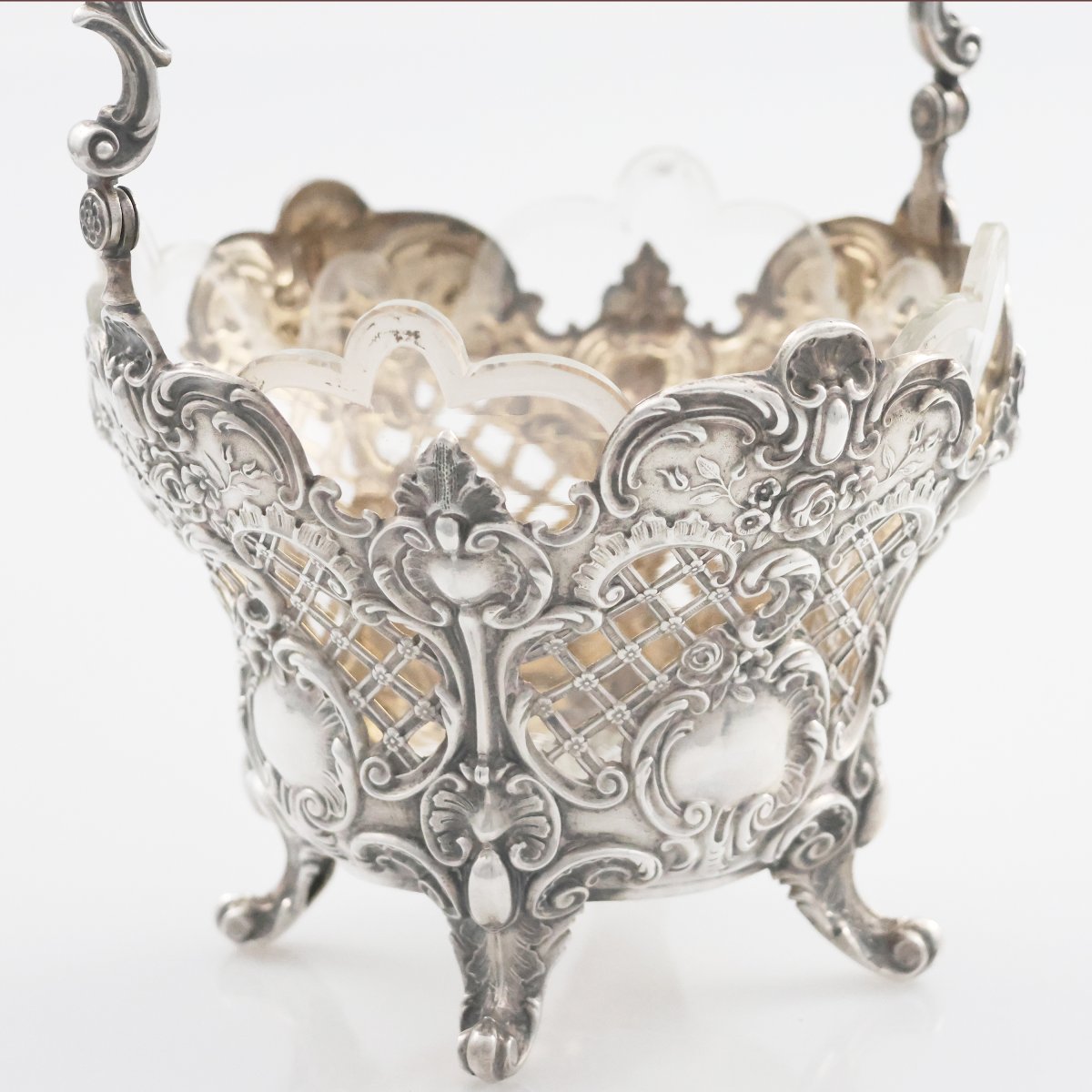 Cesto in argento sbalzato e cesellato, Bruckmann & Söhne, Germania, XIX secolo-photo-2