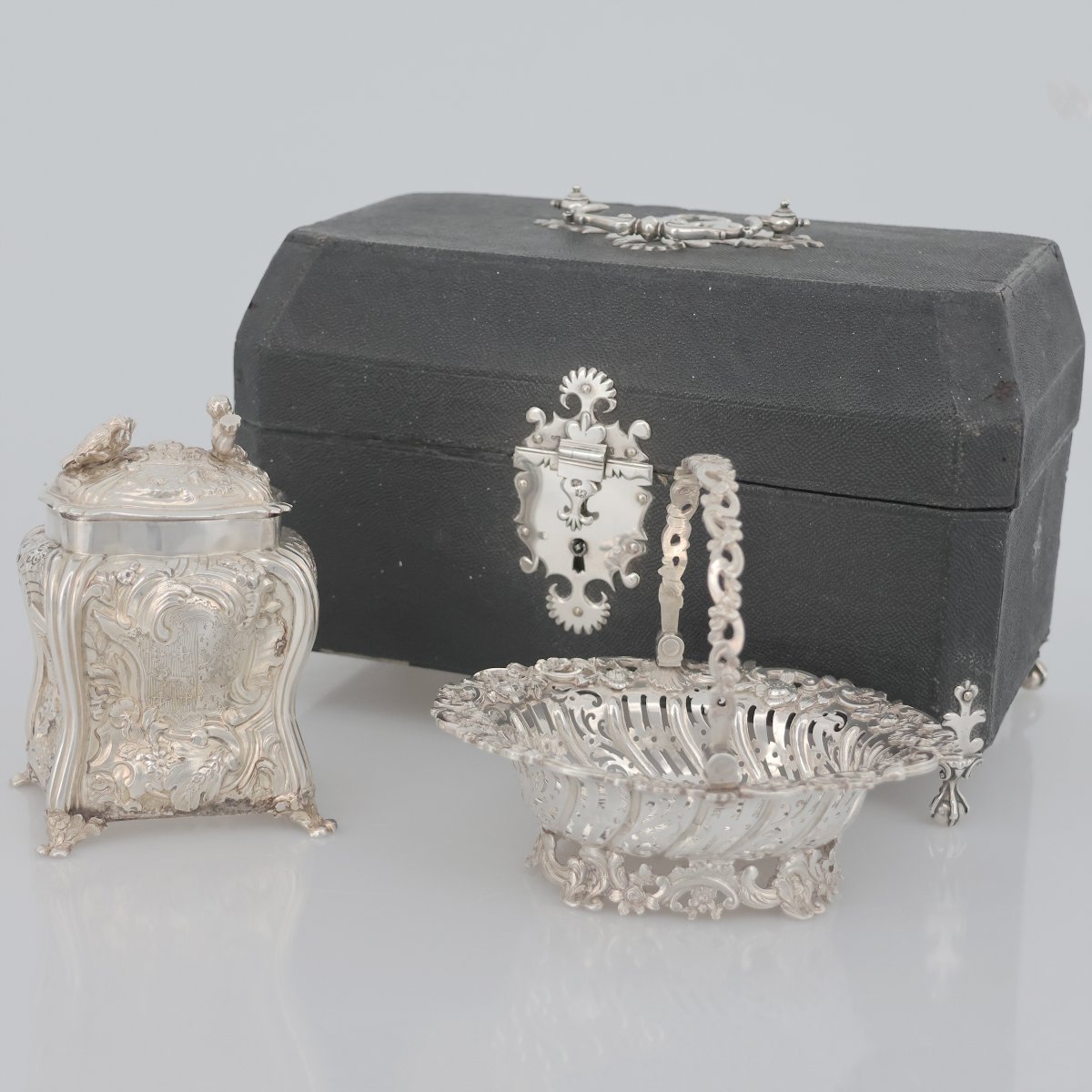 Contenitore per tè Giorgio II montato in argento sterling, Londra, 1754-photo-3