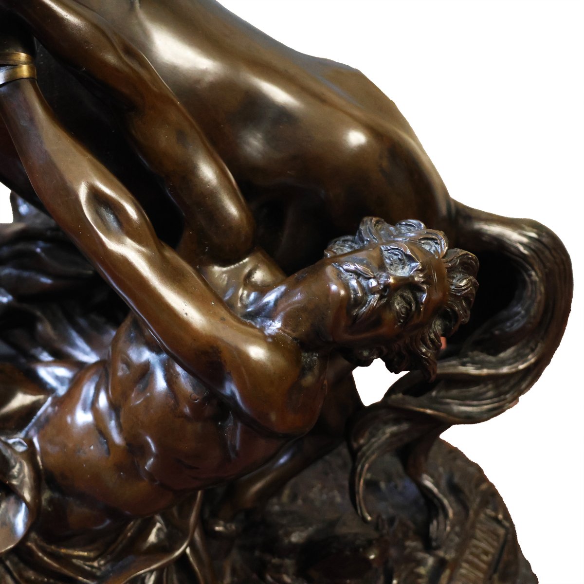 Philippe Poitevin; 1831 - 1907; Cavallo imbizzarrito con domatore; bronzo brunito-photo-2