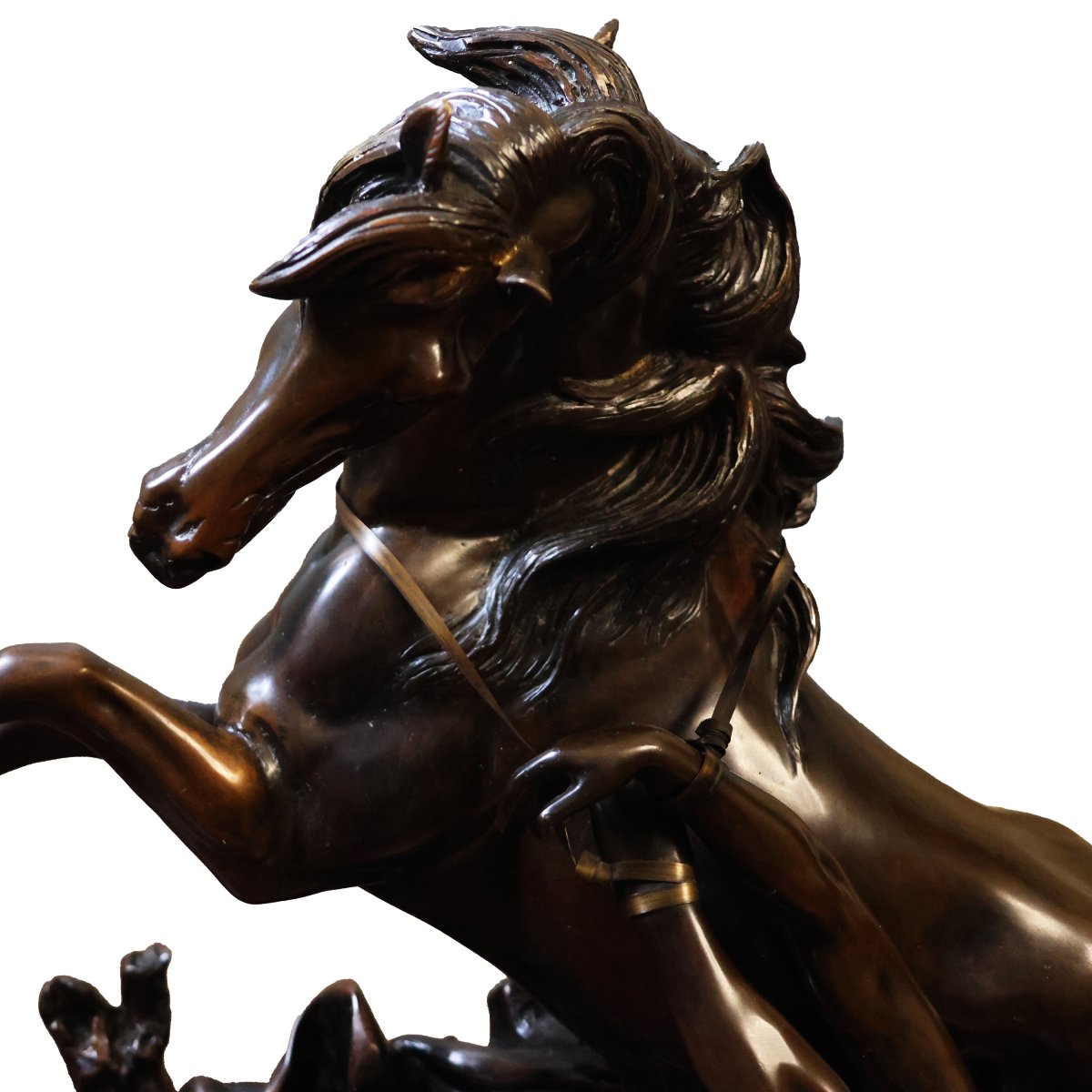 Philippe Poitevin; 1831 - 1907; Cavallo imbizzarrito con domatore; bronzo brunito-photo-3