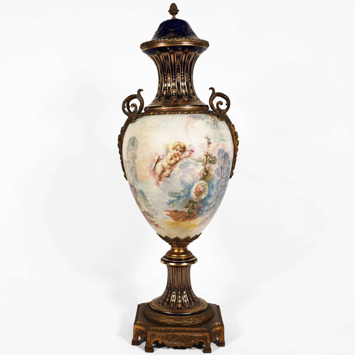 Grande vaso Francese nello stile di Sèvres. Dipinto firmato F. Bellanger. Fine XIX secolo-photo-3