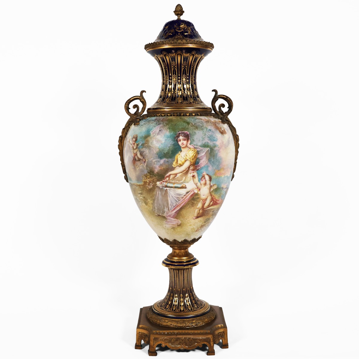 Grande vaso Francese nello stile di Sèvres. Dipinto firmato F. Bellanger. Fine XIX secolo