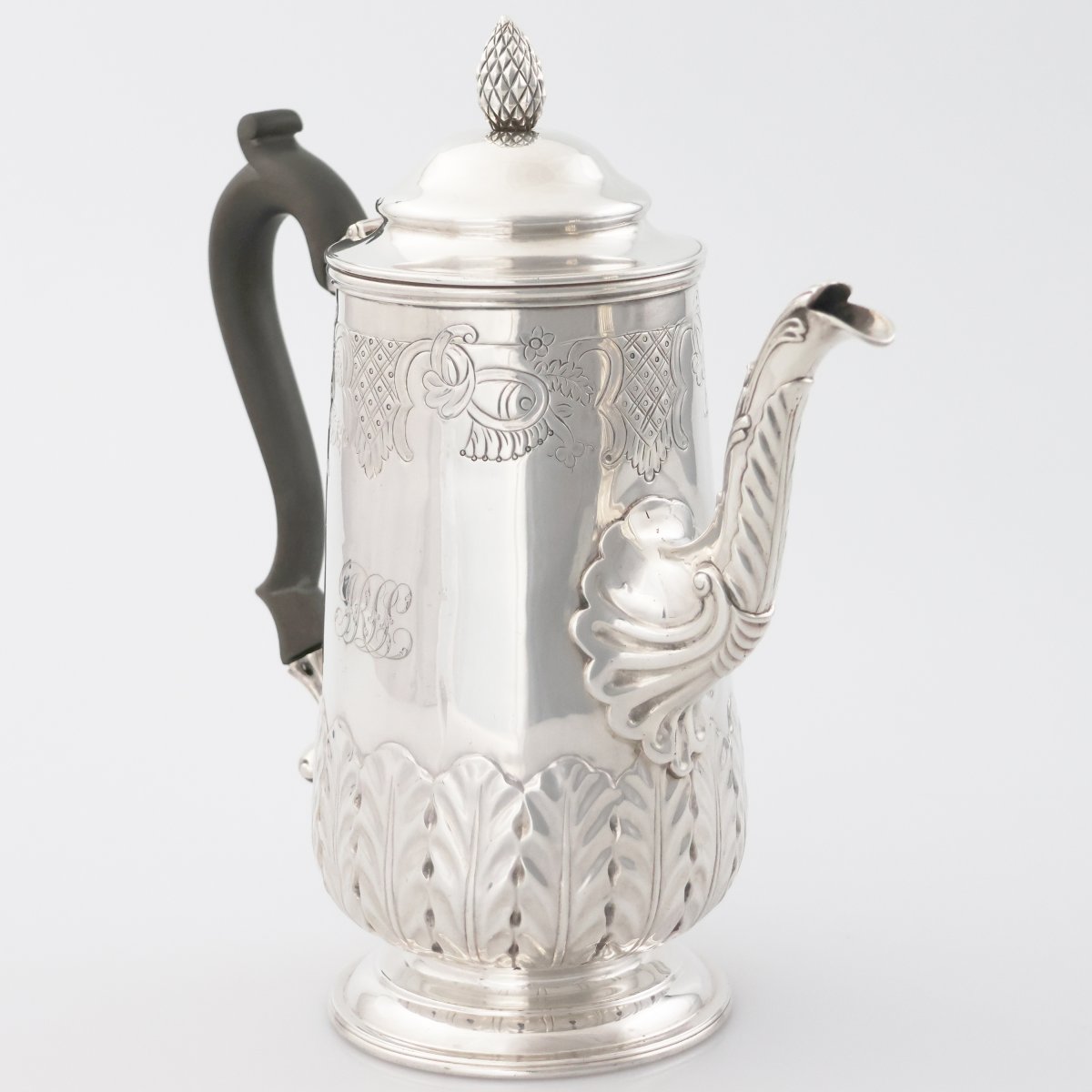 Caffettiera in argento sterling Giorgio III, Joseph Craddock & William Ker Reid, Londra, 1816-photo-2