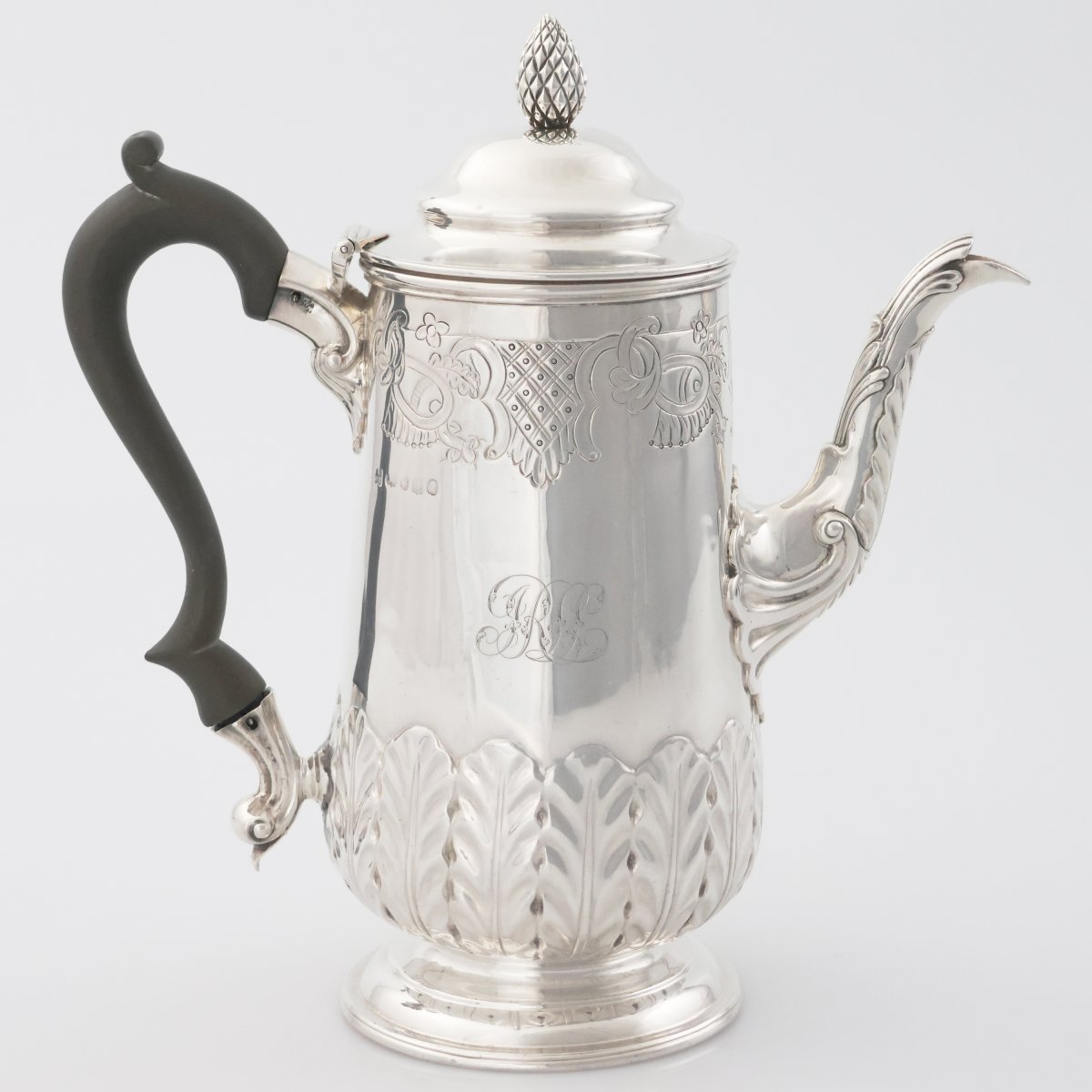 Caffettiera in argento sterling Giorgio III, Joseph Craddock & William Ker Reid, Londra, 1816