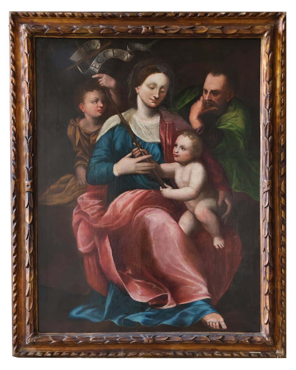 Madonna con Bambino San Giovannino e San Giuseppe, Nord Italia, XVI secolo, olio su tela