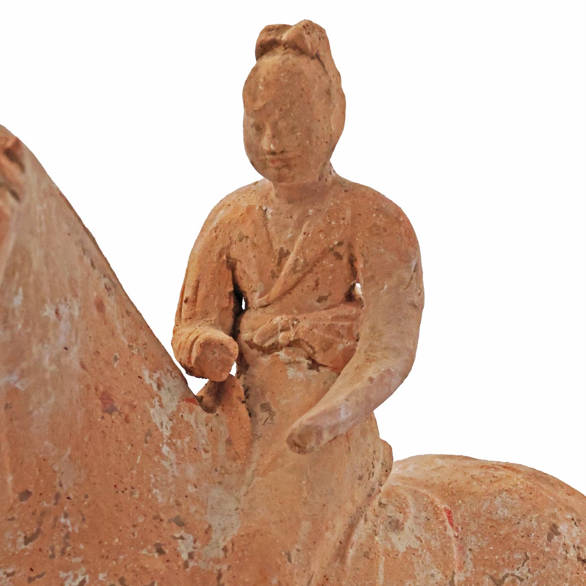 Cavaliere a cavallo in terracotta, Cina, Dinastia Tang, 618-907 D.C.-photo-2