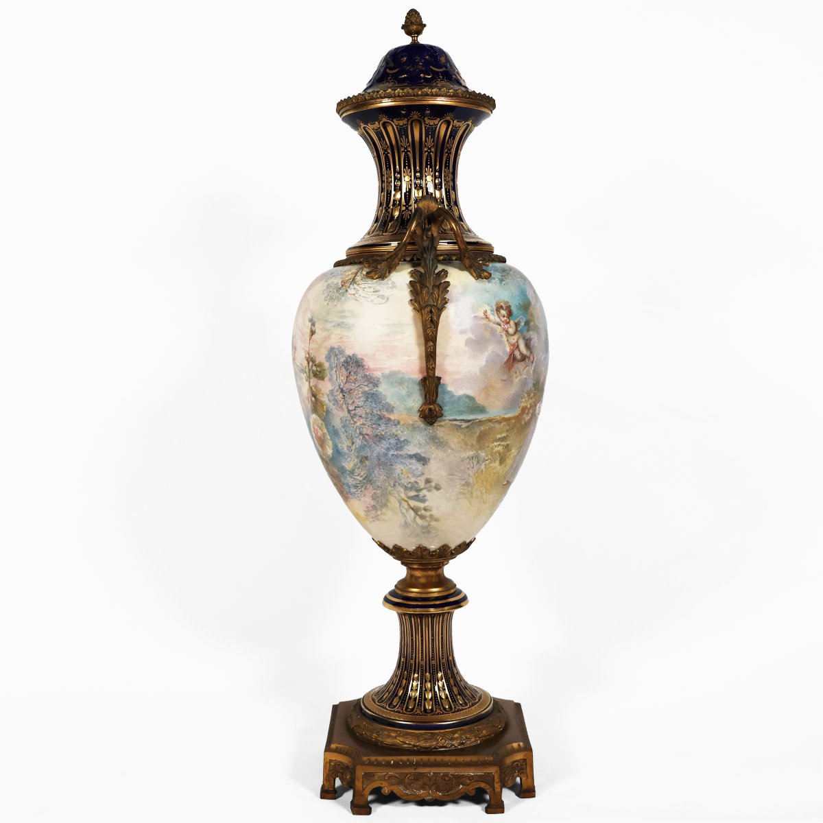 Grande vaso Francese nello stile di Sèvres. Dipinto firmato F. Bellanger. Fine XIX secolo-photo-2