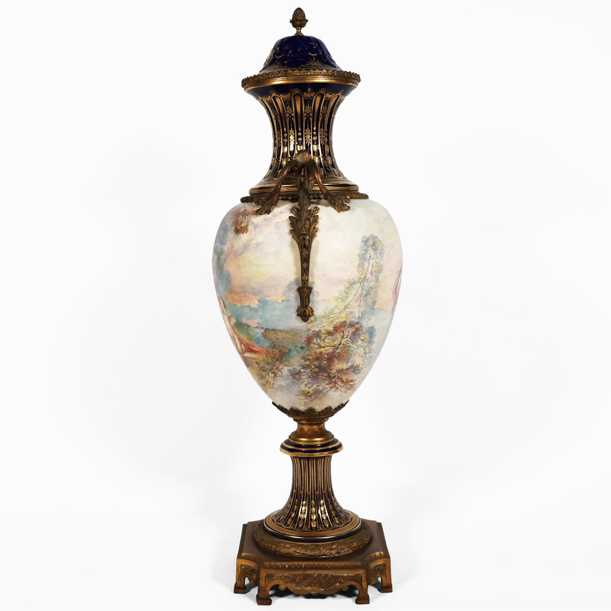 Grande vaso Francese nello stile di Sèvres. Dipinto firmato F. Bellanger. Fine XIX secolo-photo-4