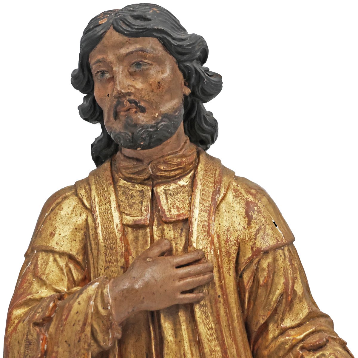 Saint Amable de Riom, legno di pioppo policromo, Francia, XVIII secolo-photo-4