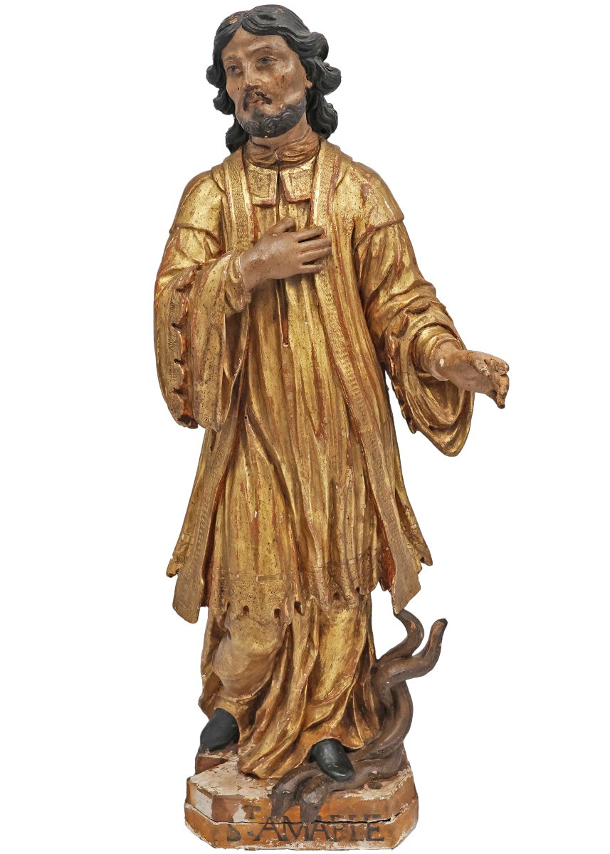 Saint Amable de Riom, legno di pioppo policromo, Francia, XVIII secolo