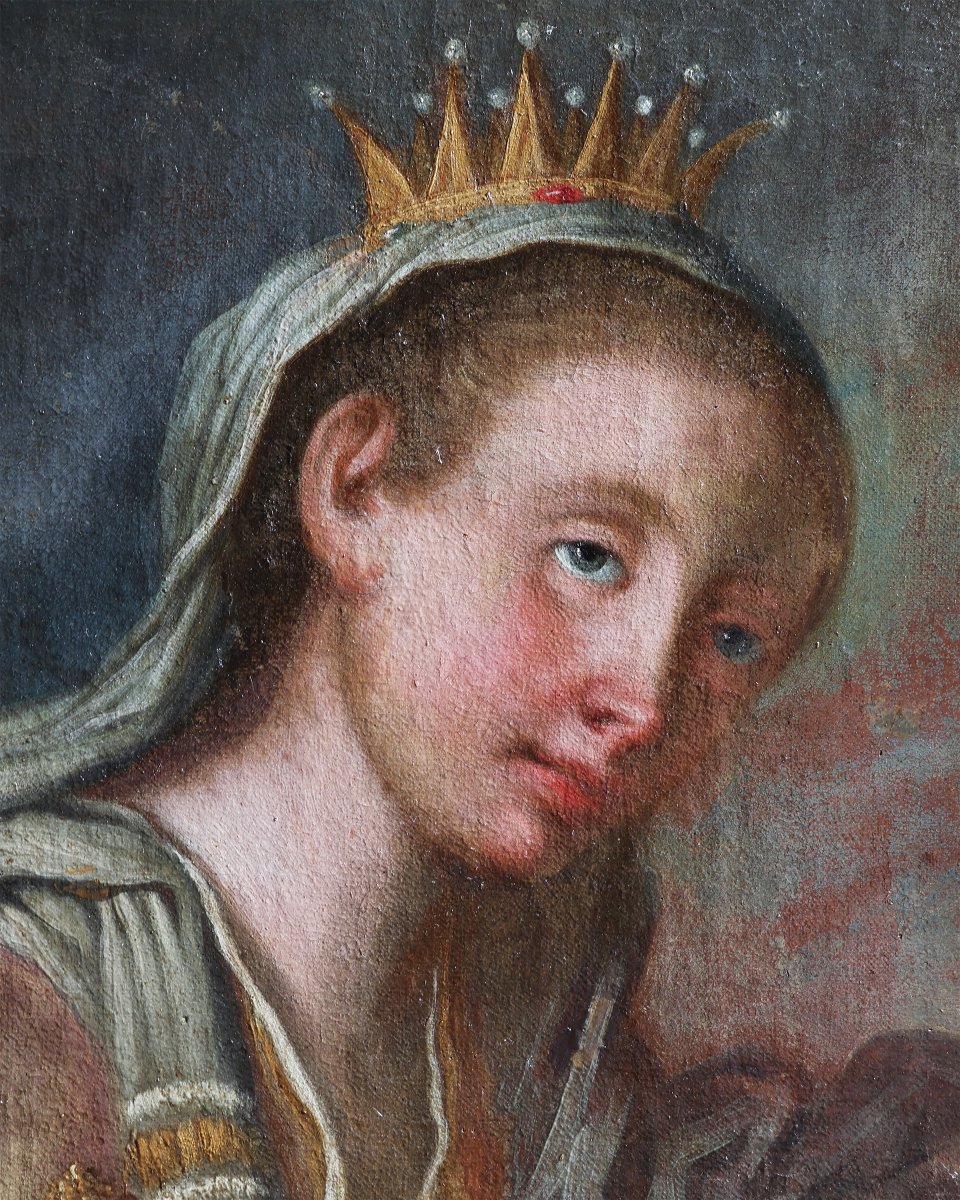 Francesco Paglia attr.; Brescia 1635 - Brescia 1714, Santa Caterina da Siena, olio su tela-photo-3